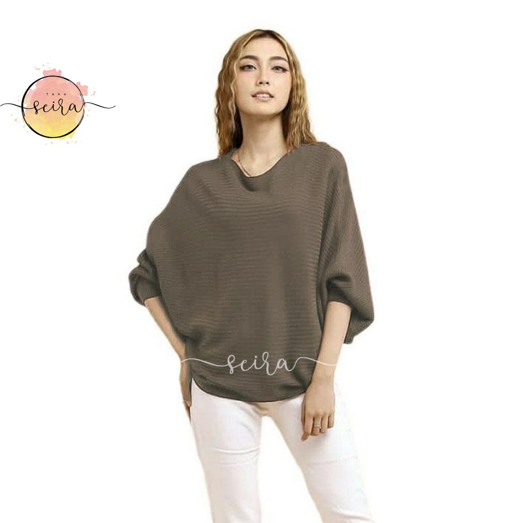 [BISA COD] Batwing Lasperal Blouse Batwing Rajut (Bahan Tebal) / Bluse Baju Rajut Batwing / Atasan Wanita Model Kelelawar / Jumbo Outerwear Blouse / Bluse Batwing / Kalong / Zaneta Batwing / Zaneta Kalong