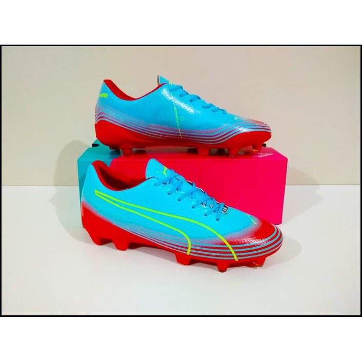 SEPATU BOLA PUMA EVOSPEED FRESH FG GRADE ORI (SOFTBLUE RED) TERBARU