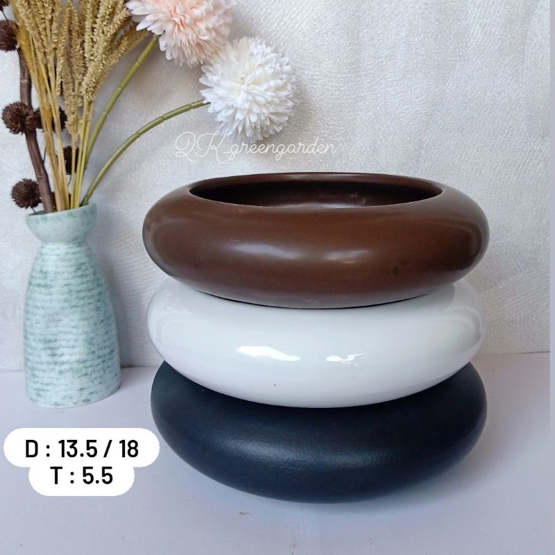 Pot keramik bonsai oval besar mame/kaktus/sukulen