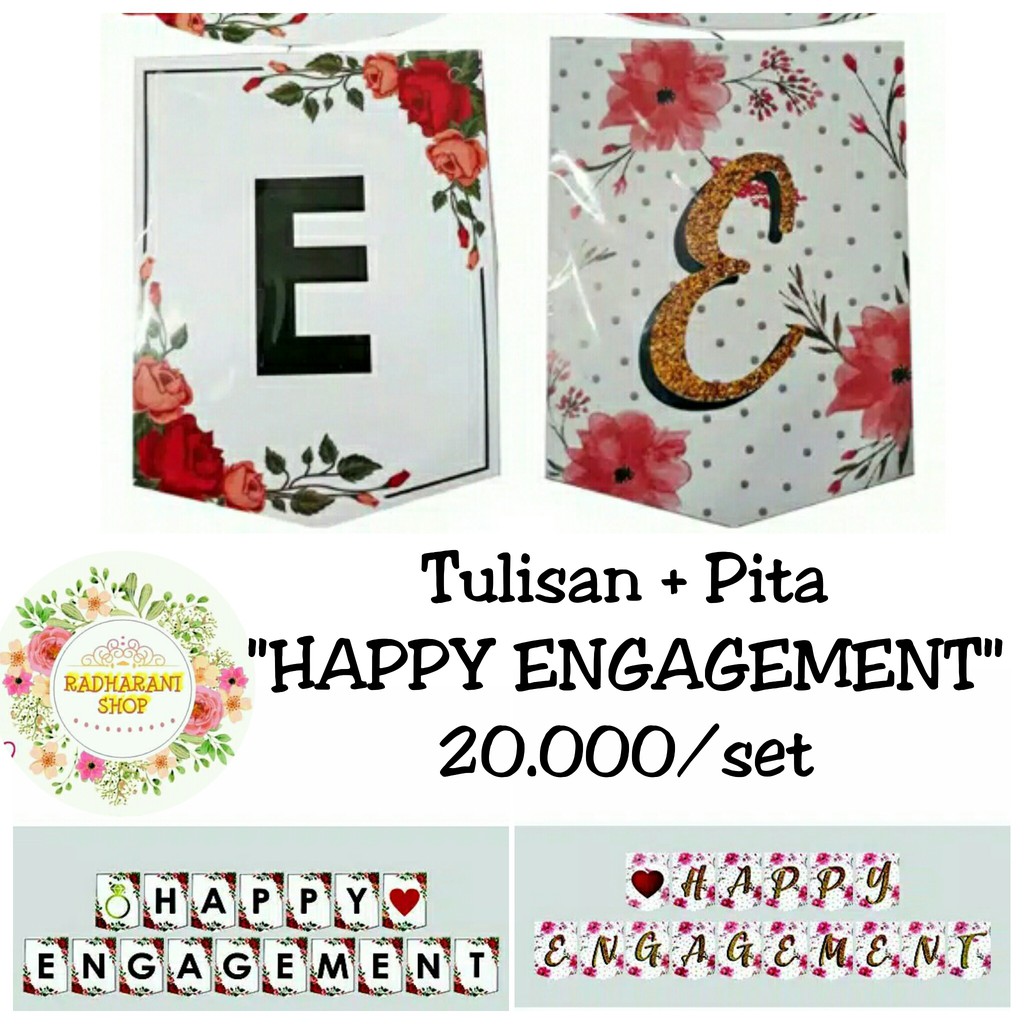 Banner Bunting Flag Tulisan Dekorasi HAPPY ENGAGEMENT
