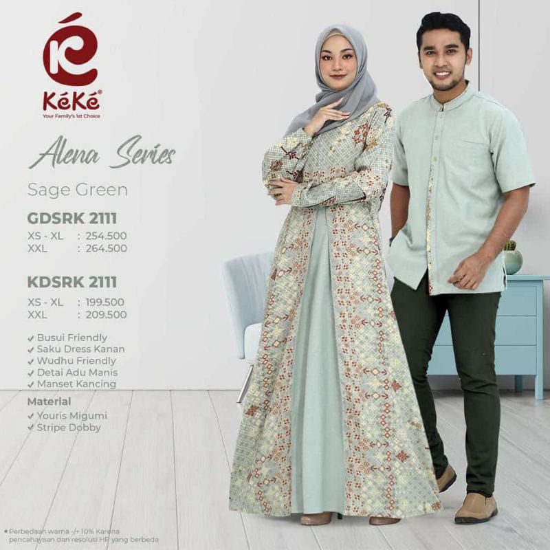 GAMIS IBU SARIMBIT KEKE TERBARU 2022 ALENA SERIES GDSRK 2111 SAGE GREEN BAHAN CATTON FISH HERRY HALU