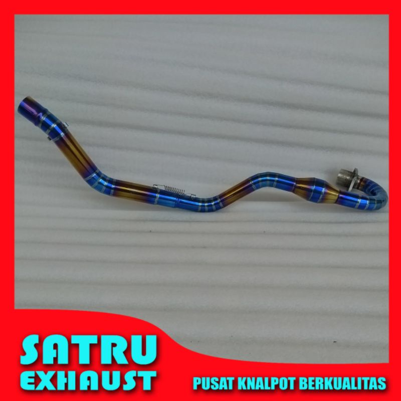 Pipa leheran knalpot bluegold Tiger megapro gl Trail chasis klx full cacing stainless
