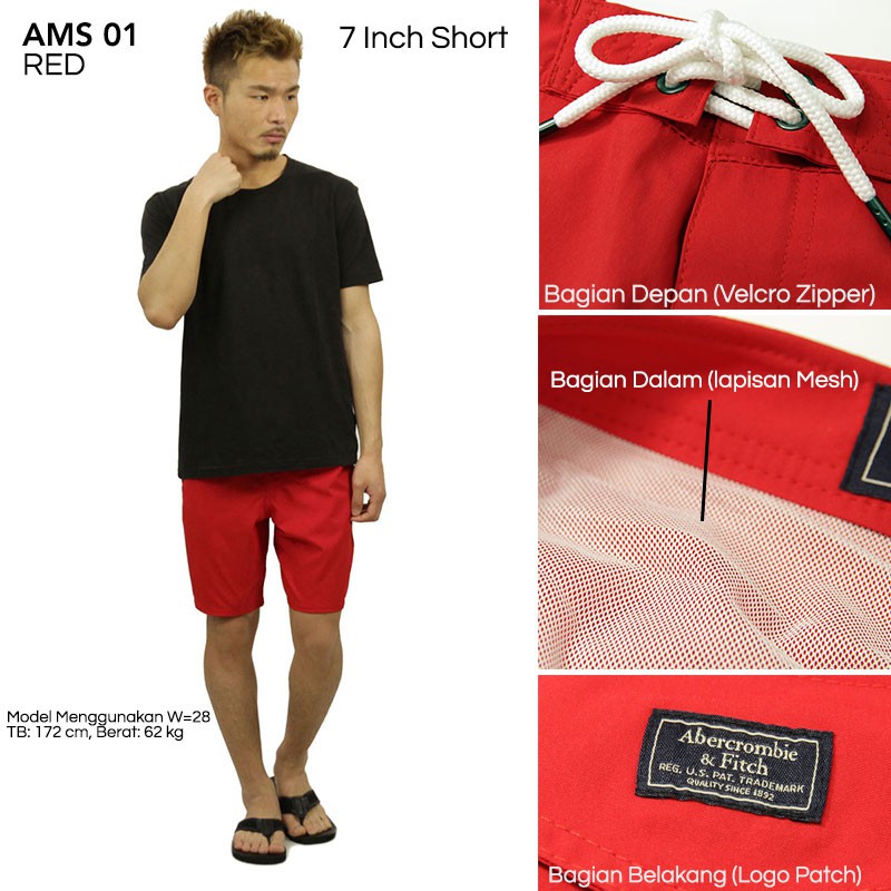 Gudang Celana Pantai Pria Warna Merah Brand Abercrombie Promo Pusat Pakaian Import Cuci Gudang