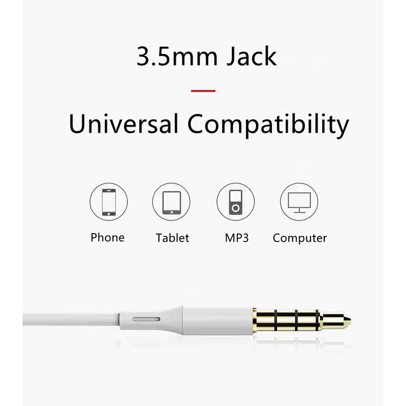 1pc Headset In-Ear Stereo Noise Canceling Universal 3.5mm Dengan Mic Untuk Huawei Xiaomi Samsung