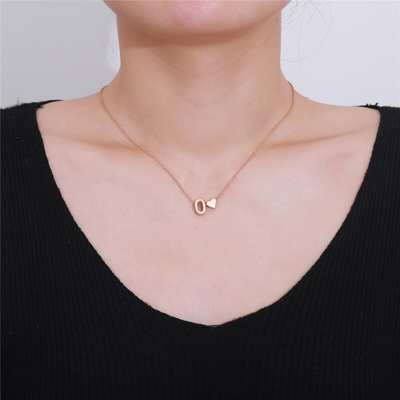 Kalung Choker Liontin Inisial Nama Bentuk Hati Kecil Warna Emas Untuk Wanita