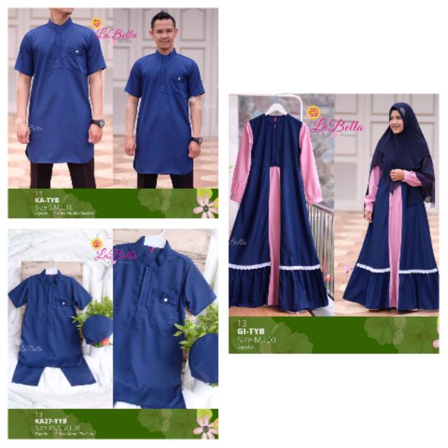 LBG-239 Baju Muslim Sarimbit Gamis Koko Anak Dewasa Katun Toyobo Labella