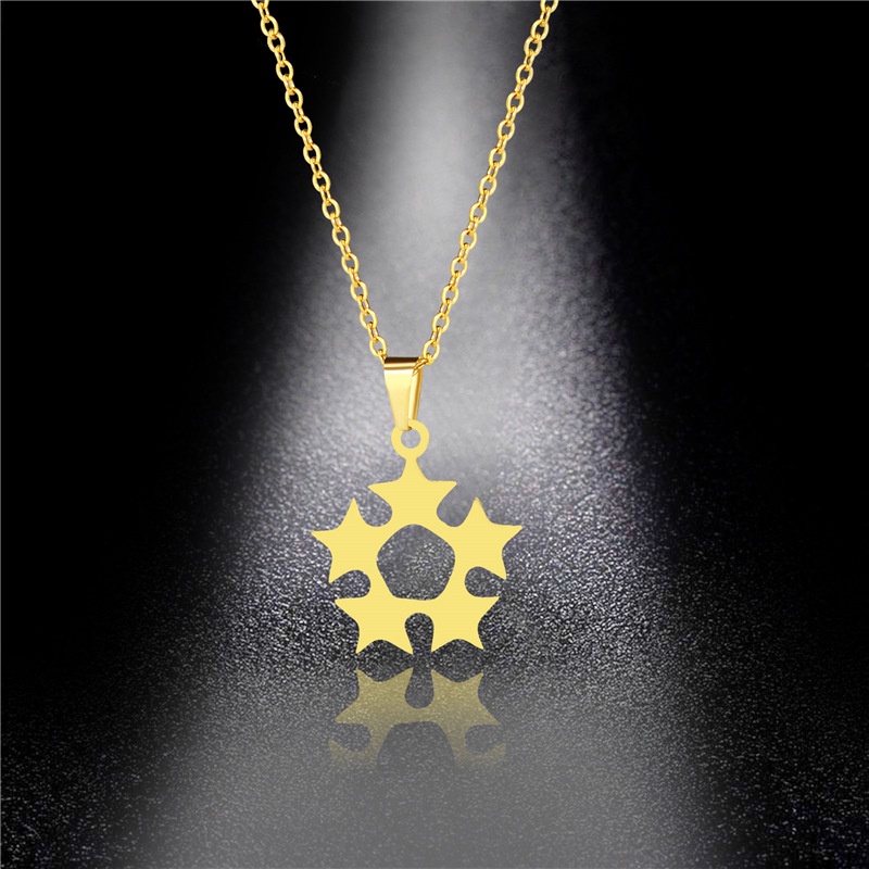 Pribadi minimalis star kalung chic Wanita gaya Korea titanium steel lima menunjuk bintang round plat