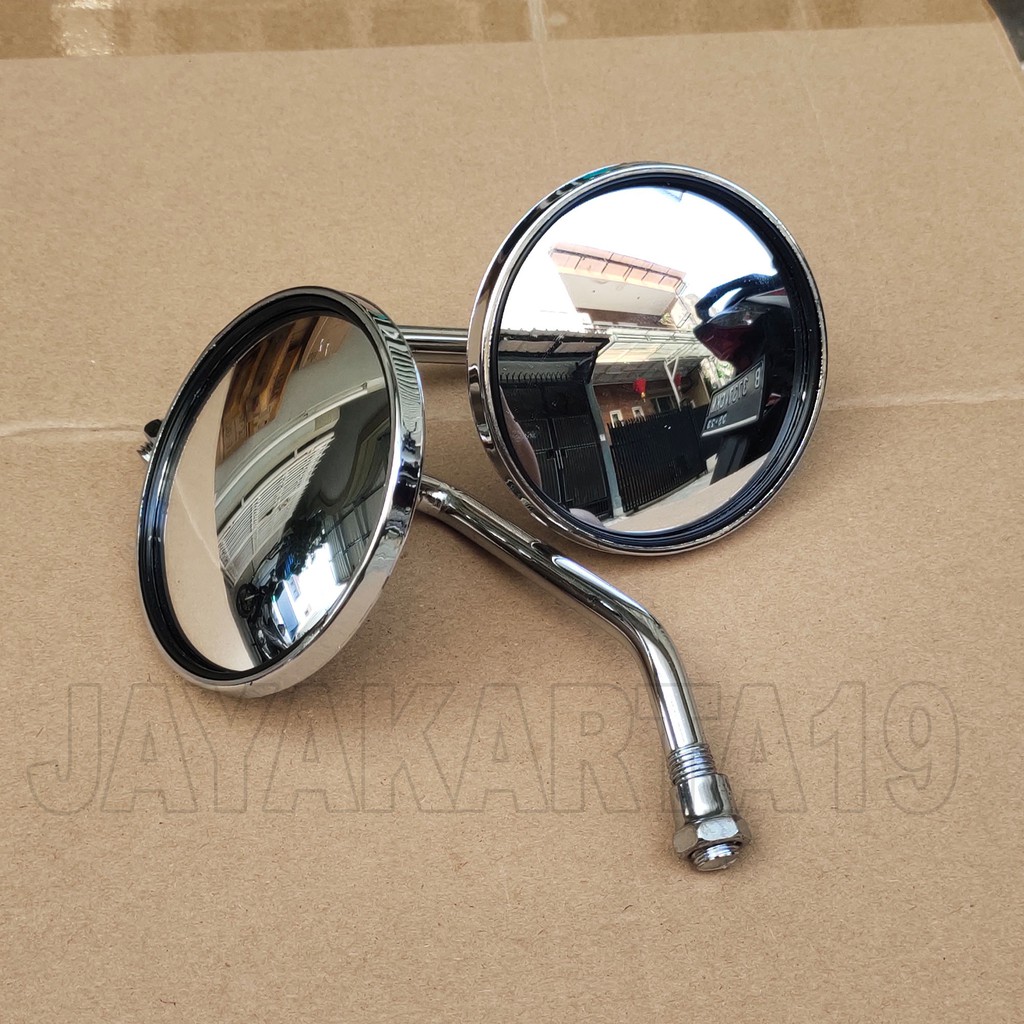 Spion Bulat Cembung / Retro Besi Chrome Baut Honda