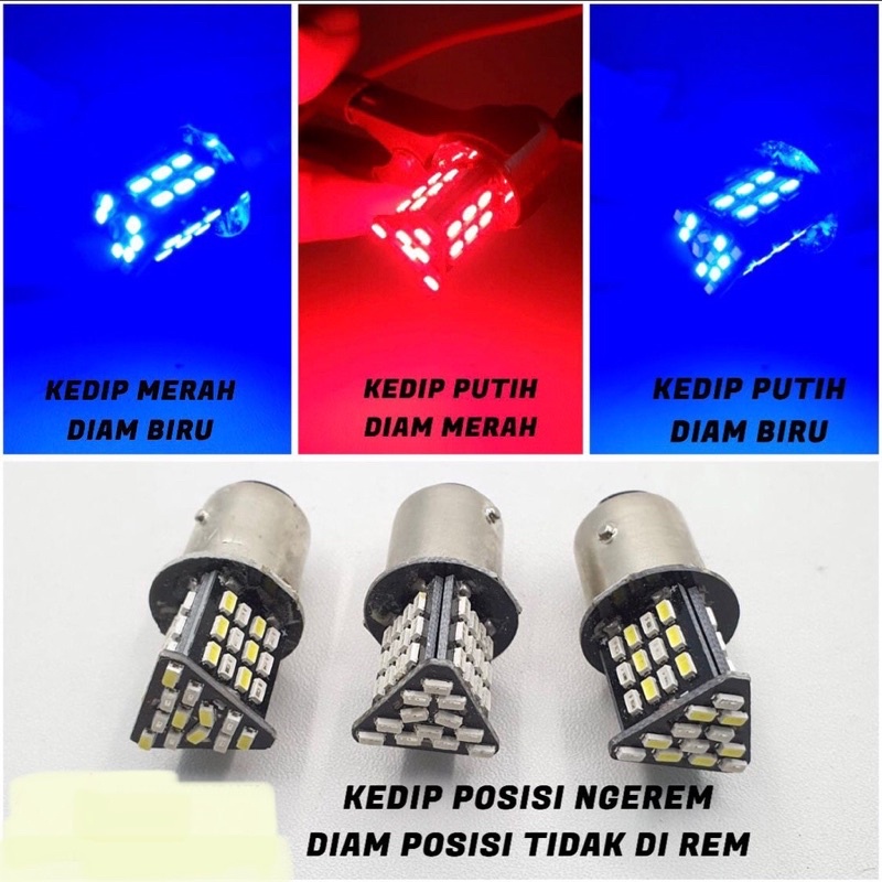 LAMPU STOP REM SEGITIGA 48 MATA LED NYALA 2 WARNA 2 MODE 12 V AC/DC BISA UNTUK MOBIL MOTOR