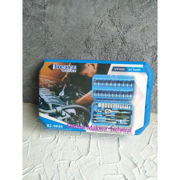 BENZ BZ-9846 46 PCS SET 1/4&quot; Kunci Mata Hand Socket Sock Sok Shock