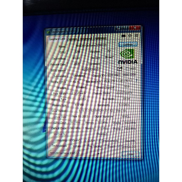 VGA CARD NVIDIA 9300GS 512MB 64BIT DDR2