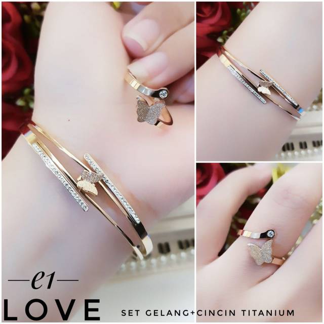 Titanium set perhiasan dewasa, cantik kalung 0408