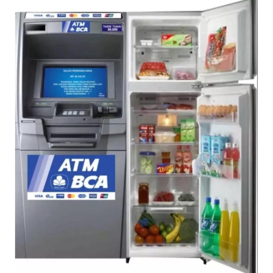 STICKER KULKAS 1PINTU  ATM MOTIF BUNGA KARAKTER MURAH JAKARTA