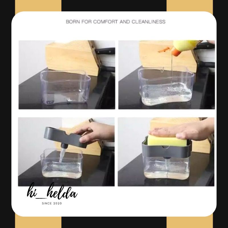 Dispenser Sabun Cuci Piring Free Sponge | Tempat Sabun Busa Spons Peralatan Dapur-2