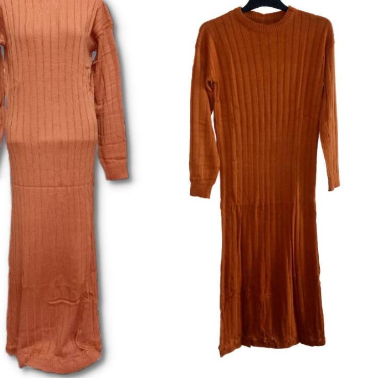 BJ0N - Elma dress rajut polos premium gaya korea