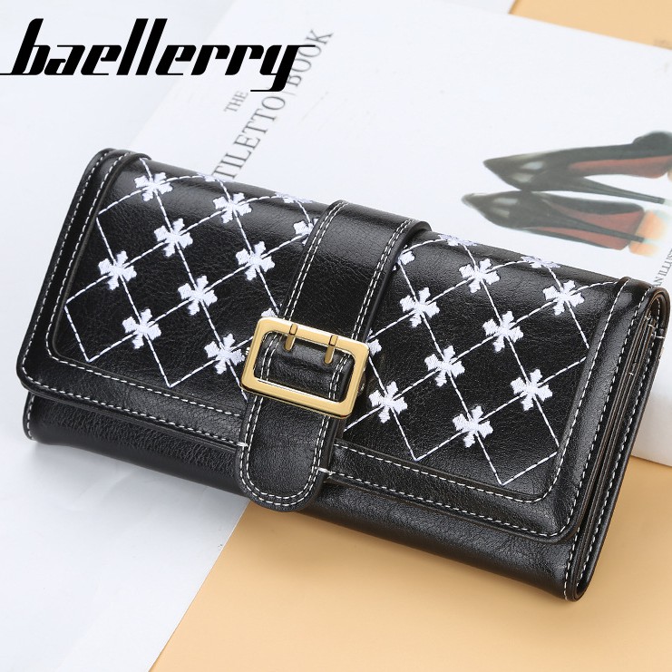 DOMPET PANJANG WANITA BAELLERRY ORIGINAL PESTA HITAM KULIT PREMIUM IMPORT KOREA MURAH NEURA WA133B5