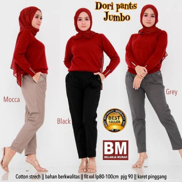 Dori Pants Jumbo celana panjang wanita jumbo karet pinggang
