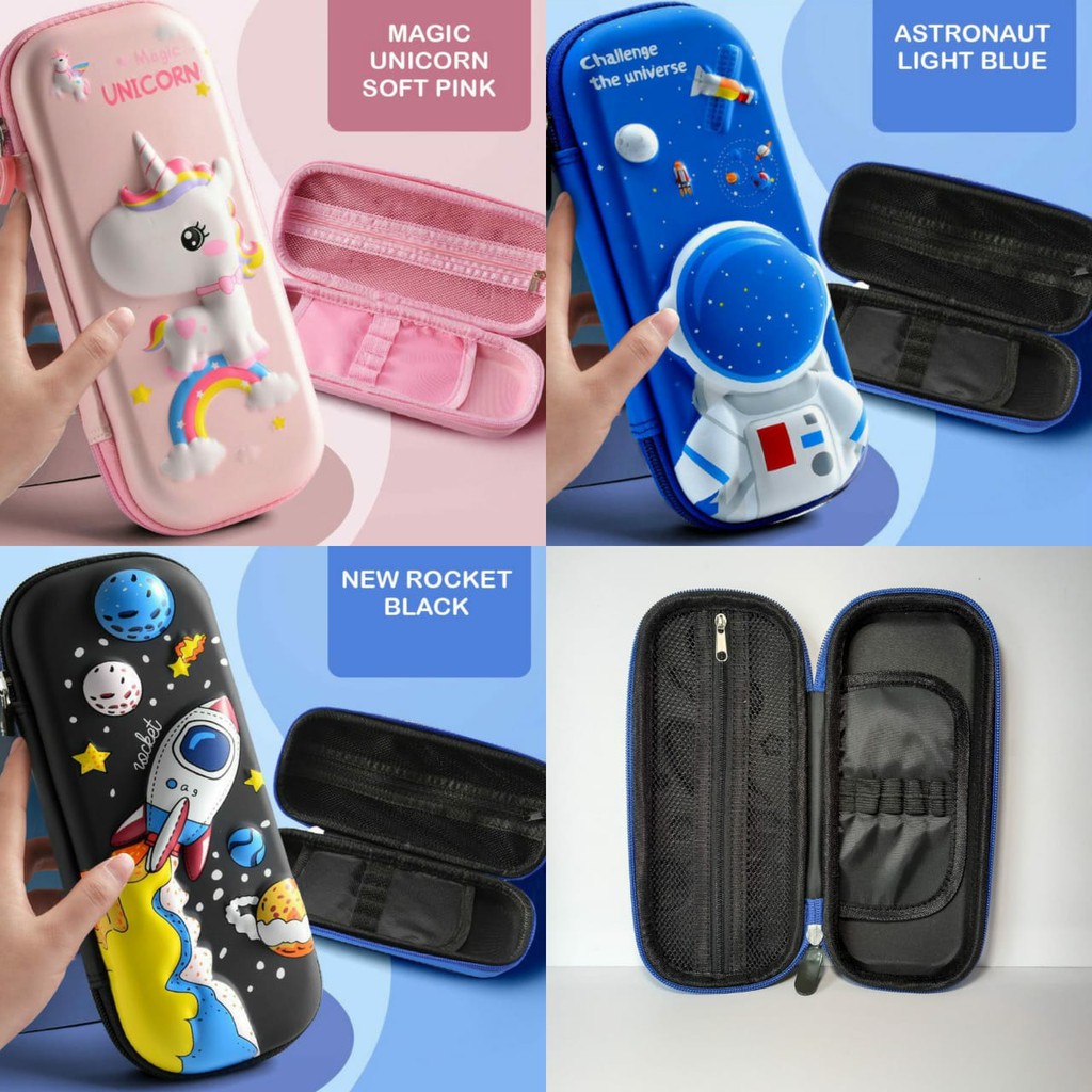 

TEMPAT PENSIL 3D TIMBUL ORIGINAL KOTAK Pensil Karakter Rabbit Unicorn Astronot Rocket tempat pensil anak SD TK peralatan sekolah