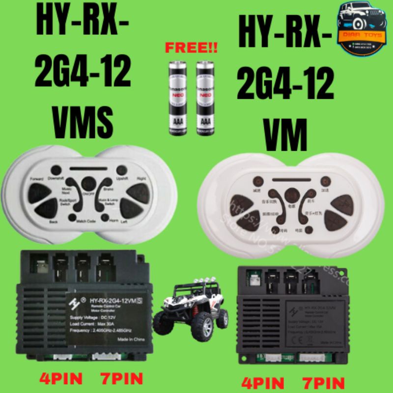Receiver+Remot Control HY-RX-2G4-12VMS/HY-RX-2G4-12V mobil aki mainan