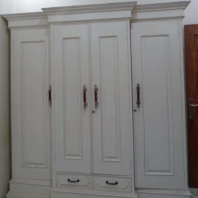 Lemari Pakaian kayu jati asli 4 pintu mewah minimalis