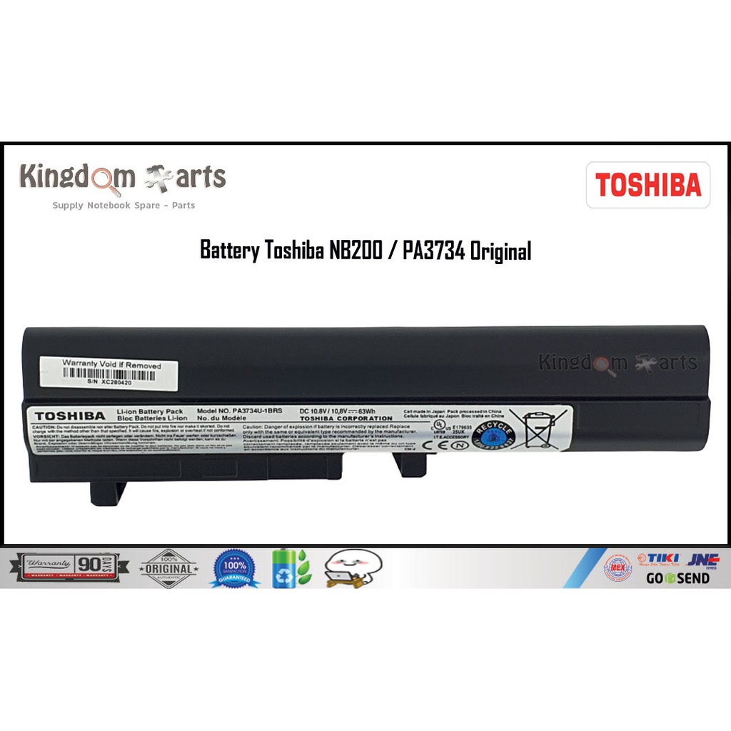 Baterai Laptop Toshiba NB200 NB201 NB205 NB250 PA3734 Black Original
