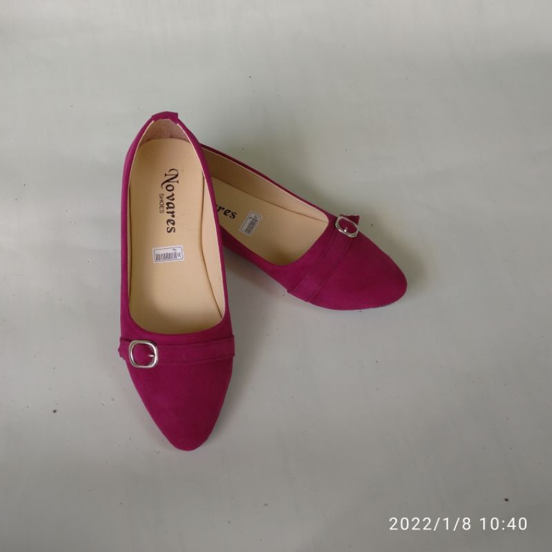 sepatu balet wanita flatshoees mules gesper rn076-Marun