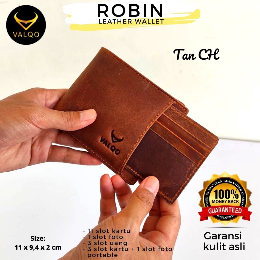 [VALQO] ROBIN Dompet Kulit Sapi Crazy Horse CH Dompet Pria Dompet Kartu Dompet Pendek Lipat