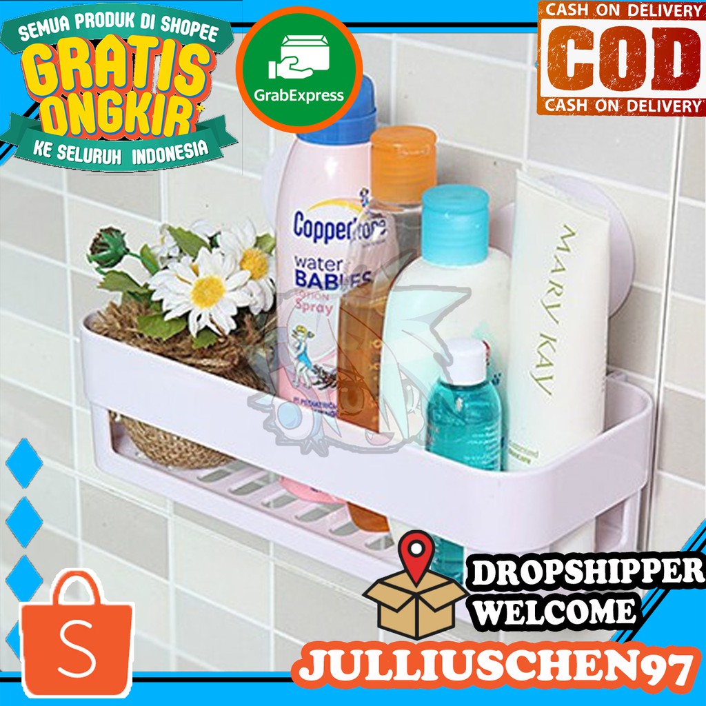 JJ CHEN Rak gantung Tempat Saus / Tempat Sabun / Saos / Alat Mandi bentuk Persegi Panjang Bulat
