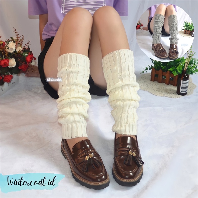 Kaos kaki musim dingin import jepang cewek harajuku leg warmer winter women rajut hangat cosplay