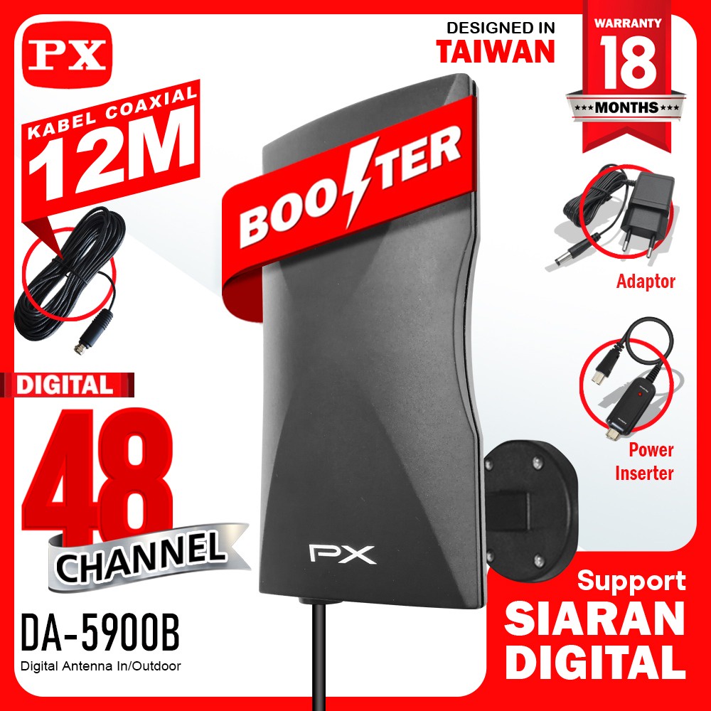 Antena TV PX DA-5900B Indoor/Outdoor Antena Digital Analog + Kabel 12M