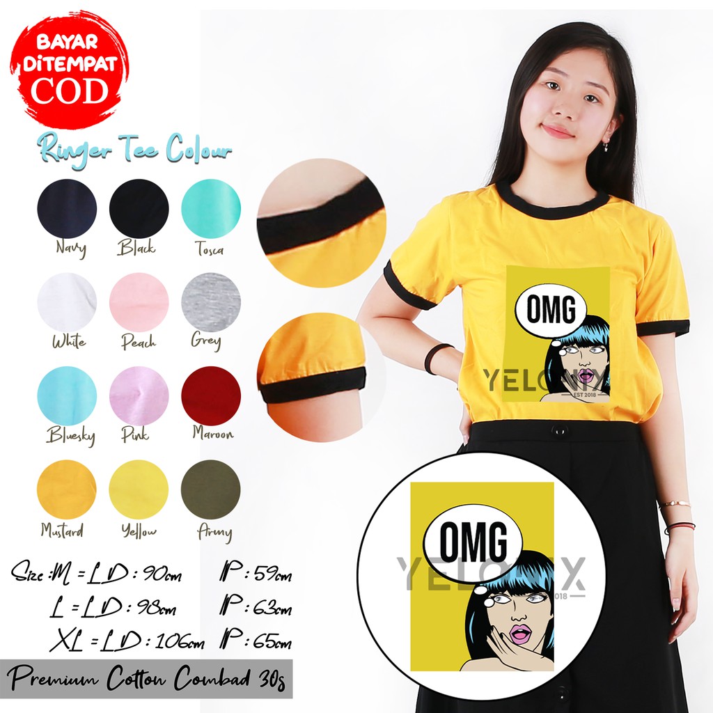 Download YELONIX - BAJU KAOS RINGER PATCH OMG KARAKTER CEWEK TUMBLR TEE T-SHIRT | Shopee Indonesia