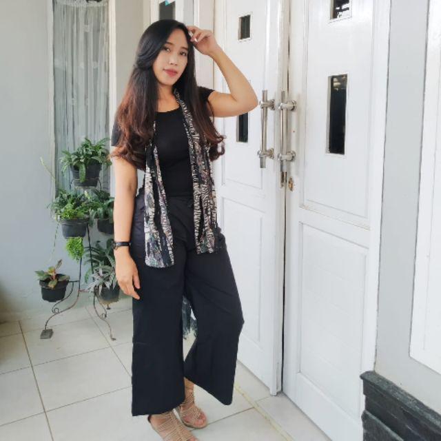 Kulot polos bahan katun stret-Hitam