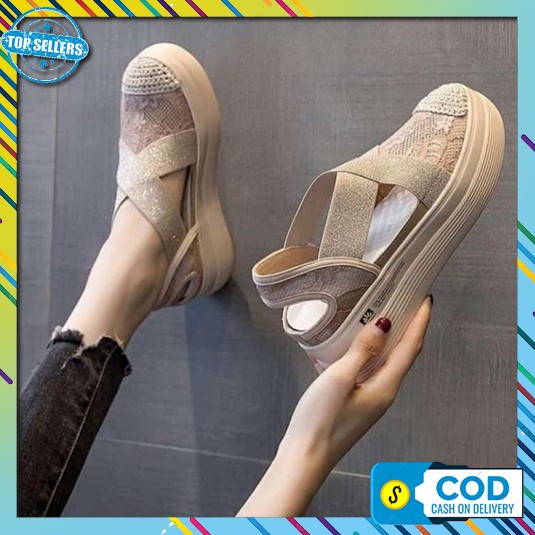 Wedges Premium Kekinian Pesta Elegan Murah Korean Style Sepatu Sandal  Sn1396 - Sepatu Wedges Fashi