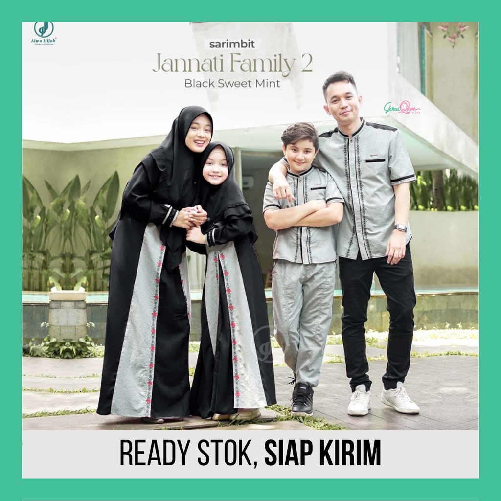 Sarimbit Keluarga 2022 Jannati Family by Alwa Hijab Gamis Couple Lebaran Muslim Idul Fitri Black Swe