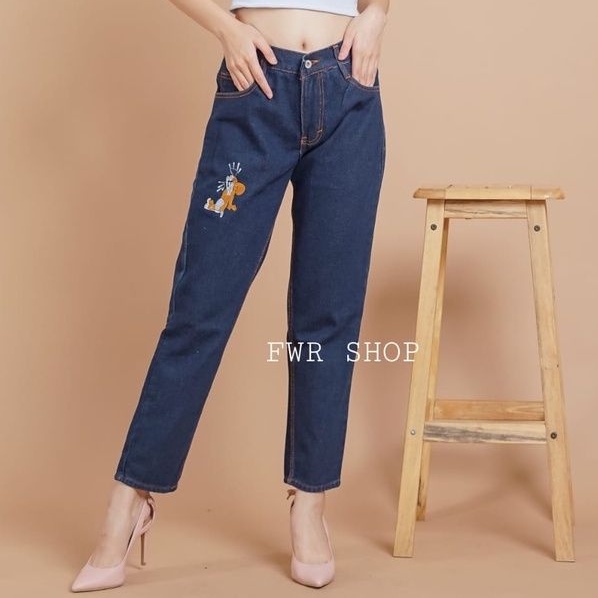 FWR - Celana Boyfriend Jeans Import T &amp; J Bordir