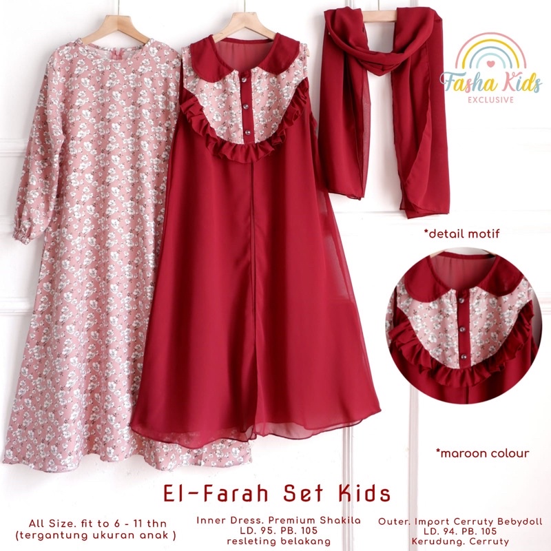 EL-FARAH SET KIDS / Setelan gamis anak by Fasha