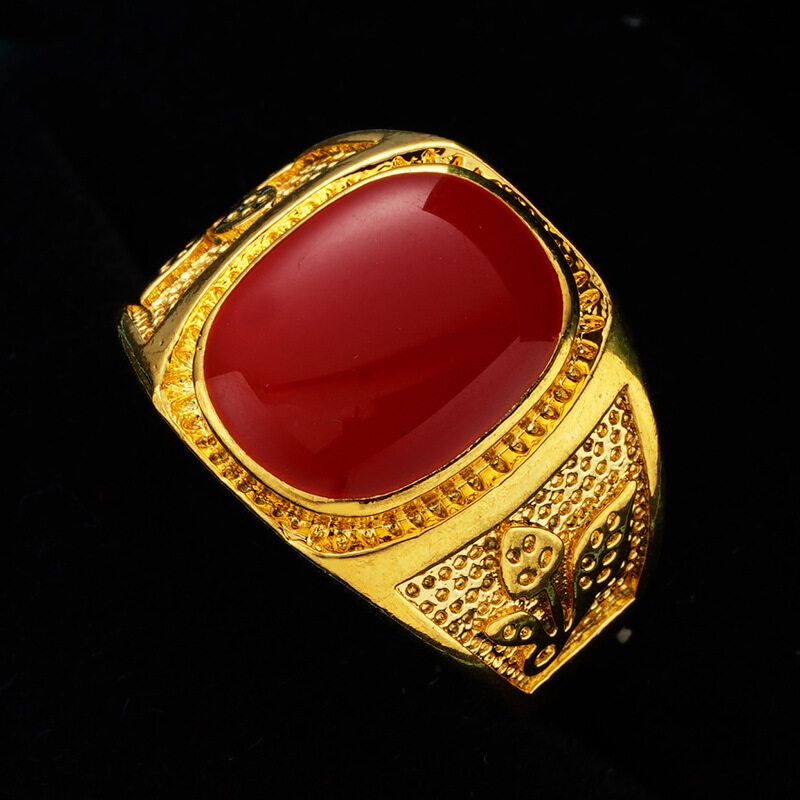 Cincin Emas 18K Adjustable Hias Batu Kristal Gaya Kasual Untuk Pria