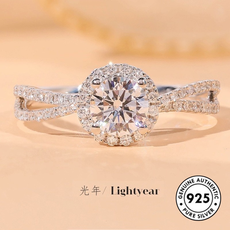 Cincin Berlian Bahan S925 Silver Untuk Wanita