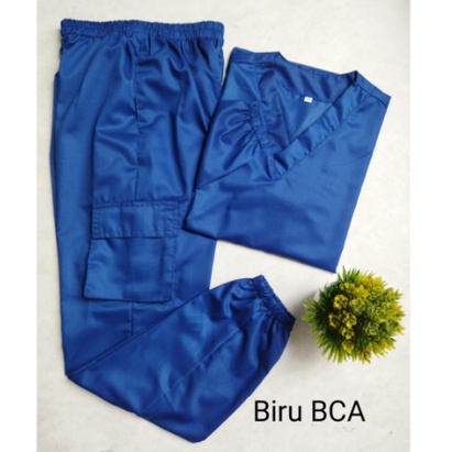 Baju Ok Oka Jogger Cargo | Baju Jaga Dokter Scrub Medis Perawat Lengan Panjang Karet | Bahan Toyobo