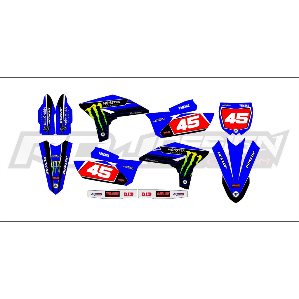 DECAL STICKER YZ 250 F 2010 (001) DEKAL STIKER 2011 2012 2013 BIRU HITAM MERAH