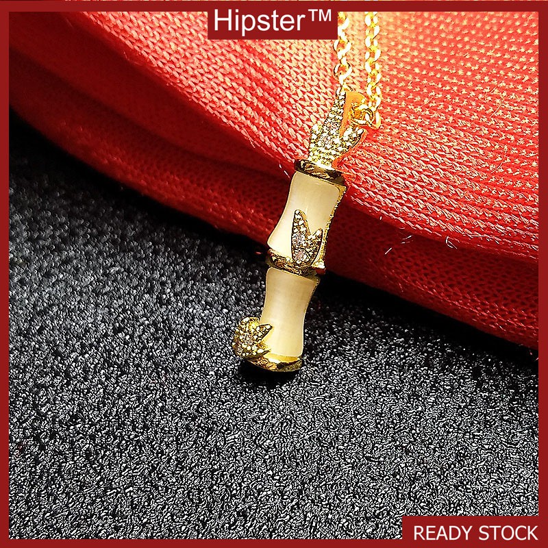 Hot Sale Retro Characteristic Personality 24K Gold Bamboo Necklace Pendant