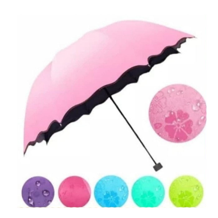 PAYUNG LIPAT 3D Magic Umbrella 3 Dimensi Ajaib Hujan Basah Ada Motif Timbul Free Pouch Lucu Unik