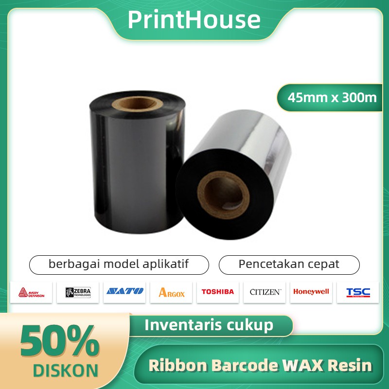 

Ribbon Wax Resin45MM x 300M RIBBON BARCODE WAX RESIN / TRANSFER RIBBON /Ribbon Wax Resin