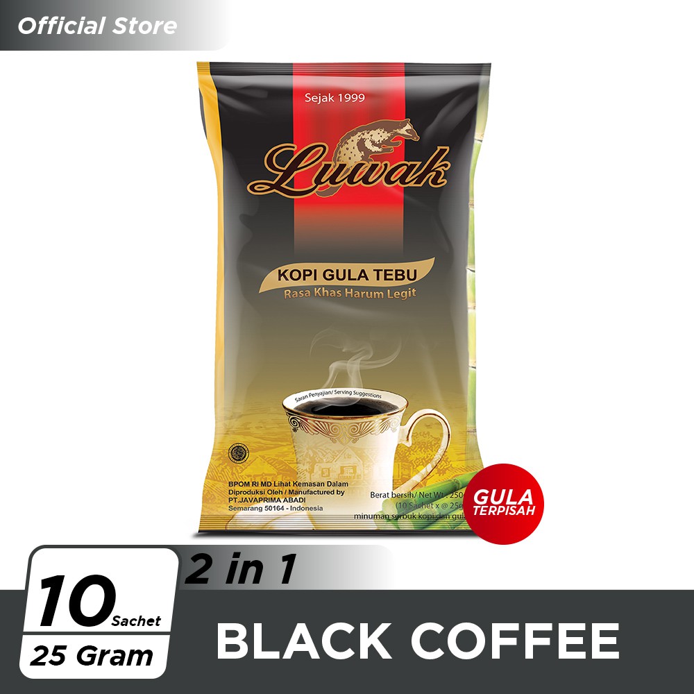 Kopi Luwak Plus Gula Tebu Black Coffee Bag 10x25gr