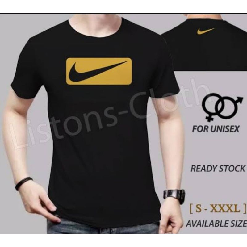 KAOS BAJU T SHIRT FASHION BRANDED PRIA WANITA LOGO NIKE GOLD