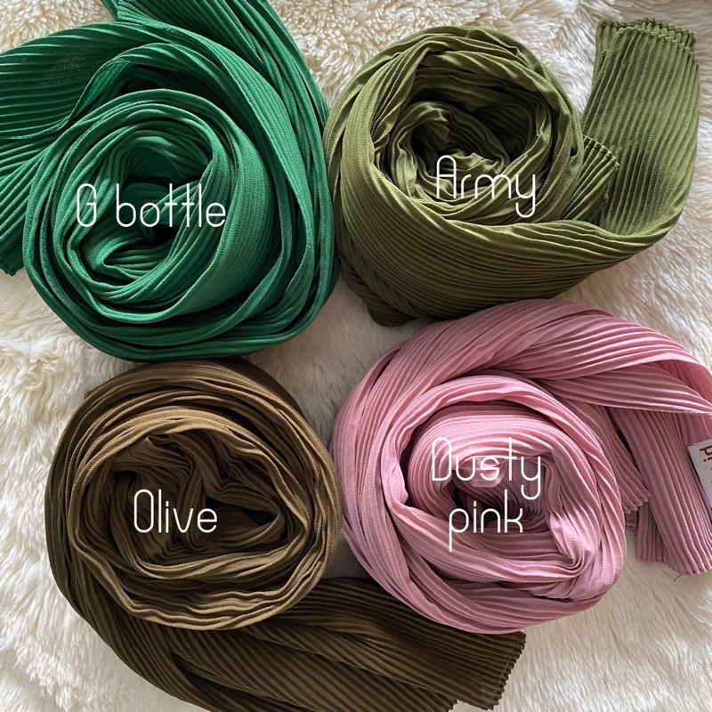 Pashmina plisket lidi premium tanpa garis tengah free pouch
