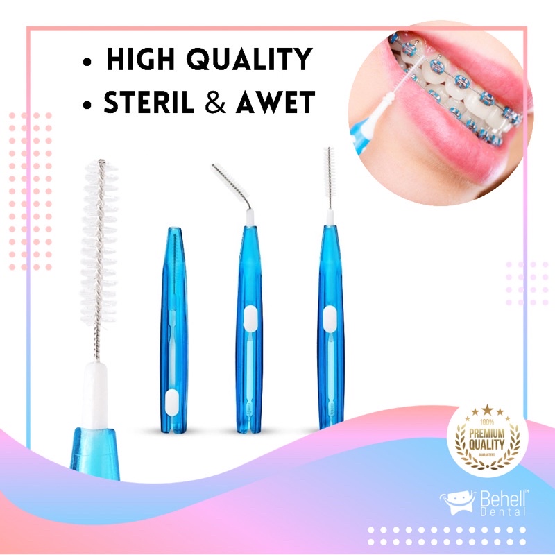 Behelldental INTERDENTAL BRUSH BEHEL HIGH QUALITY • Sikat Sela Sela Celah Gigi / Ortho brush dengan tutup - Dental orthodontic orthodontics