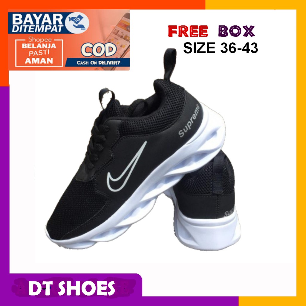 SEPATU SNEAKERS NIKE SUPREME RUNNING SEPATU SPORT HITAM