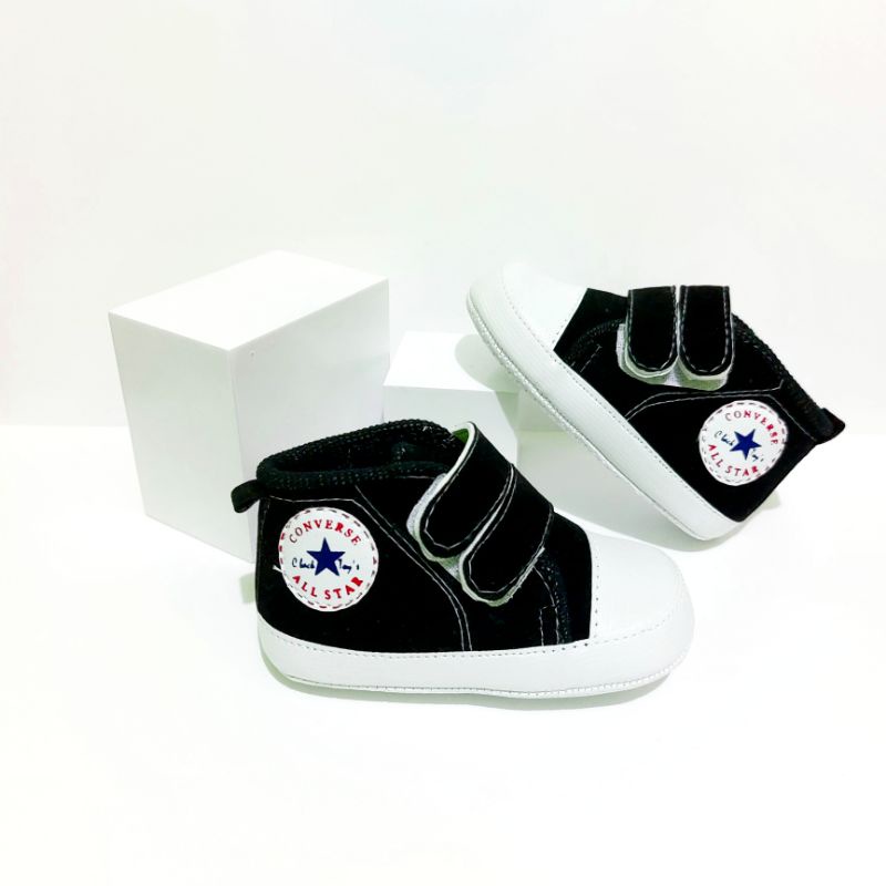 Fkids&amp;baby - Sepatu Bayi prewalker / baby shoes - CON BLACK &amp; WHITE perekat