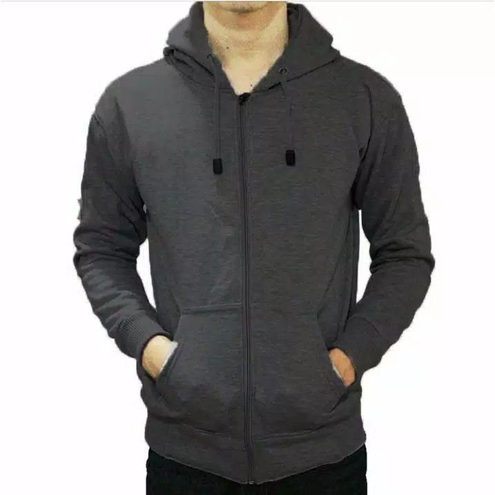 Bisa (COD) Hoodie Jaket Ziper Hoodie Jumper Polos Pria/wanita Bahan Tebal